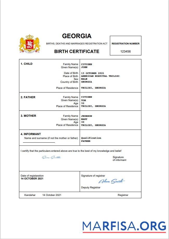 Blank Georgia vital record birth certificate Word and PDF template